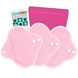 おりもの用 オーガニック 布ナプキン 3枚+便利グッズ付 セット[シャーベットピンク]