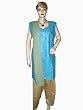 Womens Bollywood Party Indian Dress Salwar Kamez Embroidered Blue with Golden Salwar L