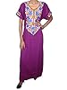 Womans Boho Caftan Dress Neck Embroidered Long Muumuu Kaftans Nighty Loungerwear Medium (Purple)