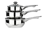 Premier Housewares 3-Piece 16/ 18/ 20 cm Stainless Steel Pan Set with Glass Lids