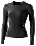 SKINS Women’s A400 Long Sleeve Top , Black/Silver, LA