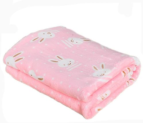 Autumn Winter Pet Dog Cat Cartoon Rabbit Flannel Thick Blanket Cushion (M, Pink)