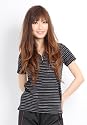 (クローズトラック)CLOTHES TRUCK　ポロシャツ レディース/先染め ボーダー スタンド ジップ ポロ(ブラック)