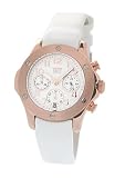 Davis - 1346 - Montre Femme Acier - Quartz Analogique - Chronographe - Bracelet Caoutchouc Blanc