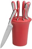 blinQ 9-Piece Knife Block Set, Berry Red