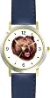 Grizzly Bear or Brown Bear Animal - WATCHBUDDY&reg; DELUXE TWO-TONE THEME WATCH - Arabic Numbers - Blue Leather Strap-Children's Size-Small ( Boy's Size & Girl's Size )