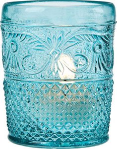 Turquoise Blue Vintage Glass (embossed design)
