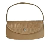 Light Gold Satin Evening Bag with Rhinestone Accent and Optional Shoulder Strap