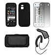 Nokia N97 Mini Premium Black Leather Carrying Pouch+ Black Soft Silicone Skin Case Cover+Premuim LCD Screen Protetor+Premium Rapid Car Charger+Antenna Booster Combo For Nokia N97 Mini