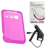 GTMax Hot Pink Soft Rubber Silicone Skin Protector Cover Case + Clear LCD S ....