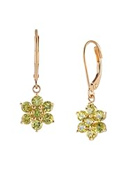 10k Yellow Gold Flower Dangle Leverback Earrings