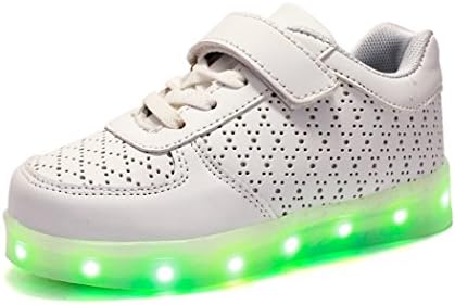 MINMAI Kids Fashion USB Charging 7 Colors Flashing Shoes LED Luminous Sneakers Size33 Glod