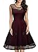 Miusol Women's Elegant Illusion Floral Lace Cap Sleeve Bridesmaid Prom Dress