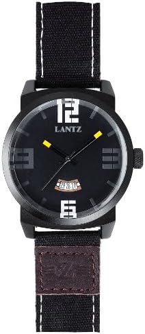 Lantz Round Face Leather Strap Water Resistant Watch - No. 1135 (Dial Black, Band Color Black)