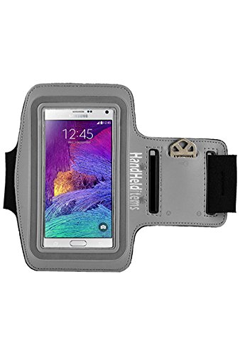 Galaxy Note 4 Armband, HHI Samsung Galaxy Note 4 Sports Armband with Key Holder Pocket for Note 4 GREY. Fits Small to Large Arm Sizes