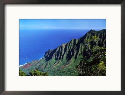Na Pali Coast, Kauai, Hawaii, USA Framed Photographic Poster Print by Charles Sleicher, 21x17