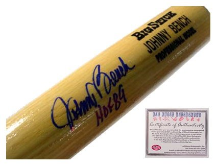 Johnny Bench Cincinnati Reds MLB Hand Signed Name Model Baseball Bat with HOF 89 Inscription
