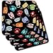 Colorful Retro Rotary Phones on Black - Set Of 4 Ceramic Tile Coasters
