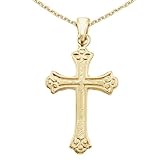 14K Yellow Gold Small Celtic Cross Pendant with 18" Chain