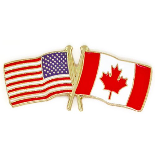 USA and Canada Crossed Friendship Flag Lapel Pin