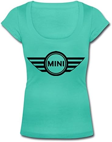 Women Scoop Neck T-shirt A0440 The Big Bang Theory Mini Cooper Printed (L, Teal)