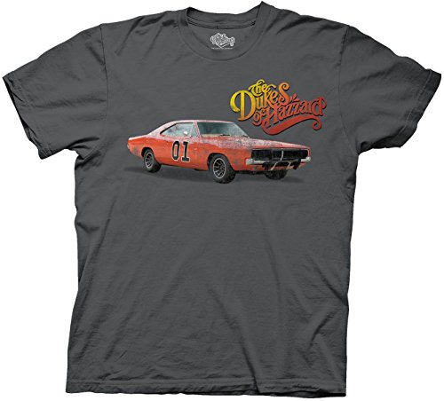 Dukes of Hazzard General Lee Vintage Distressed Charcoal T-shirt (Adult X-Large)