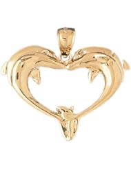 Dazzlers Solid 14 karats gold Dolphin Heart Charm Pendant Available in three colors from jewelsberry (weights: 4.9 grams only)