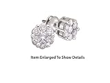 Nice 14K. White Gold 1/2 ctw. Flower Shaped Diamond Stud Earrings