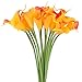 Luyue 20 Pcs Fake Calla Lily Artificial Flowers Bridal Wedding Bouquet Latex Real Touch Flower Home Kitchen Office Decor-Sunset Orange
