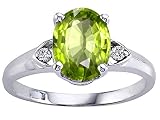 1.86 cts Genuine Peridot and Diamond Ring - 14kt White or Yellow Gold
