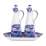 Spode Blue Italian Oil & Vinegar W/ Tray