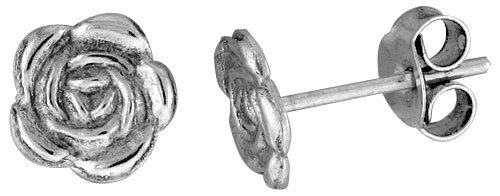 Tiny Sterling Silver Flower Stud Earrings