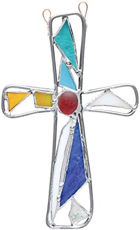 Stained Glass Church Window Cross Suncatcher