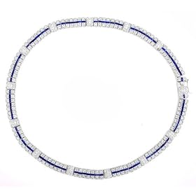 Baguette Round C.Z. Diamond Sapphire Tennis Style Bracelet (Holiday Special) by Jewels Lovers