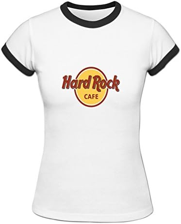 ZIYANG Women's Hard Rock Cafe Graphic Printed Ringer T Shirt L White
