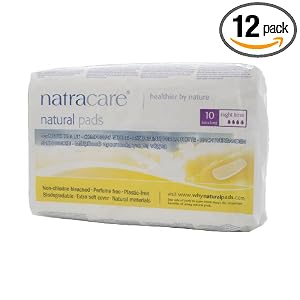Natracare Natural Pads, Extra Long, Night Time, Case of 12- 10 Count Boxes (120 Pads) by Natracare