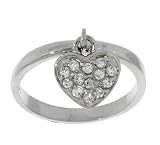 Sterling Silver CZ Heart Charm Ring