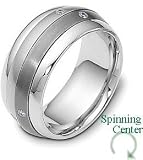 9mm Titanium and Platinum SPINNING Diamond Wedding Band Ring