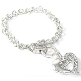 Beautiful Horse Head in Heart Toggle Charm Bracelet Silver Tone with Crystal Accents by Bracelets Ks Charming Designs