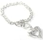 Beautiful Horse Head in Heart Toggle Charm Bracelet Silver Tone with Crystal Accents