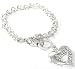 Beautiful Horse Head in Heart Toggle Charm Bracelet Silver Tone with Crystal Accents