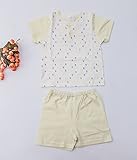 iTimesオーガニックコットン室内着　子供上下セット　ベビー部屋着服　肌着　可愛い花柄　室内着　寝間着　リラックス (100, 黄)