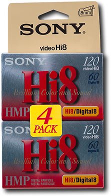 Sony Hi8 Camcorder 8mm Cassettes 120 Minute  (4-Pack)