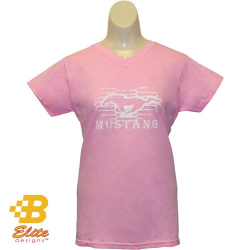 Ladies Ford Mustang Modern Grille Vneck Shirt Charity Pink X Large Bdfmstl126