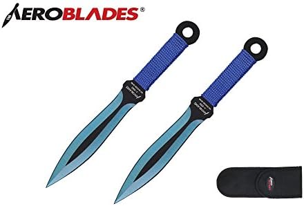 Aeroblades 7.5" 2 Pcs Set Blue / Black Color Blade Throwing Knife
