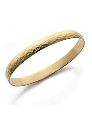8mm Plain Dome Hammered Womens Gold Bangle