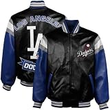 MLB L.A. Dodgers Black Pleather Varsity Full Zip Jacket (X-Large)