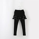 WIN 無地スカッツ チュチュスカート付きレギンス スカッツ「子供服 女の子/キッズ/子ども/子供/レギンス付きスカート/チュールスカート/ (130CM, ブラック)