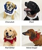Dog Holiday Scrunchy Collar - Red Glitter Pet Scrunchy Collar w/ Jingle Bells - Fits Necks 10 - 26