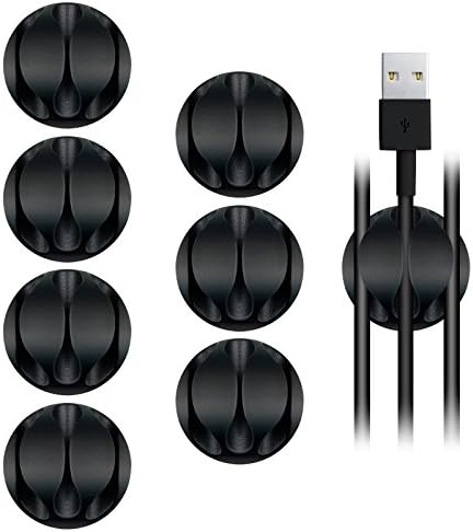 Sumsonic 3-Slots Cable Clips Cord Management System, Clean &amp; Organized Solution for Desktop, Workstation, Wall and Rack - Pack of 8 (Black)